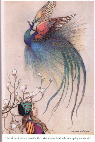 Out of the fire flew a beautiful bird by Warwick Goble